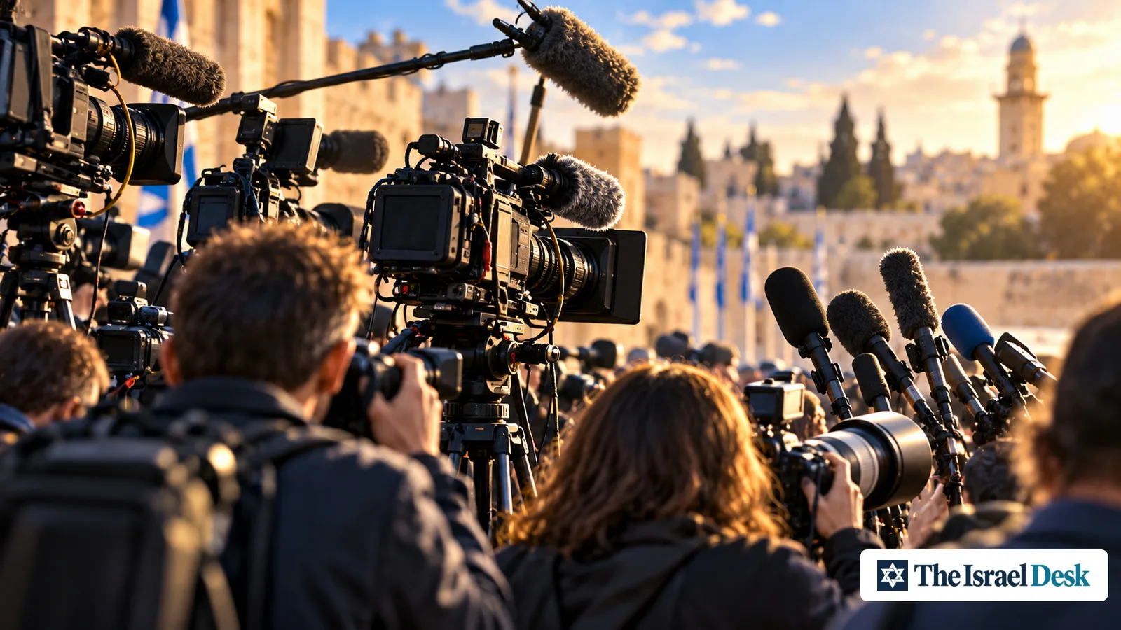 Press cameras at a news event